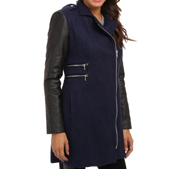 calvin klein women's asymmetrical boucle wool coat